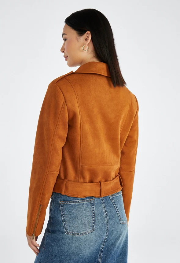 Faux Suede Moto Jacket - Image 2