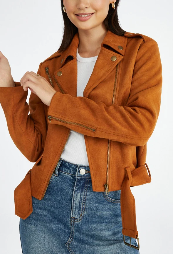 Faux Suede Moto Jacket - Image 3