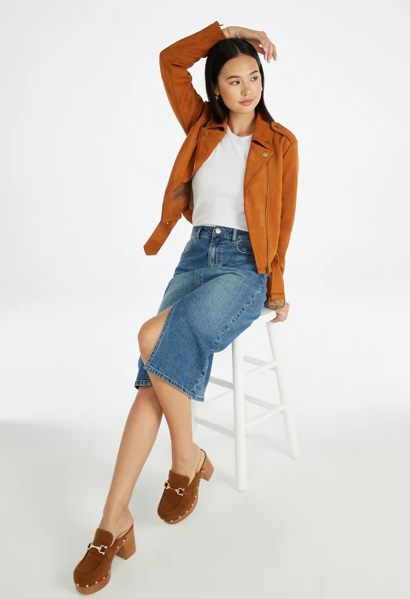 Faux Suede Moto Jacket - Image 5