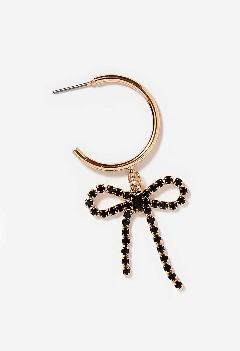 Festive Glass Bow Hoop Earrings - Image 3
