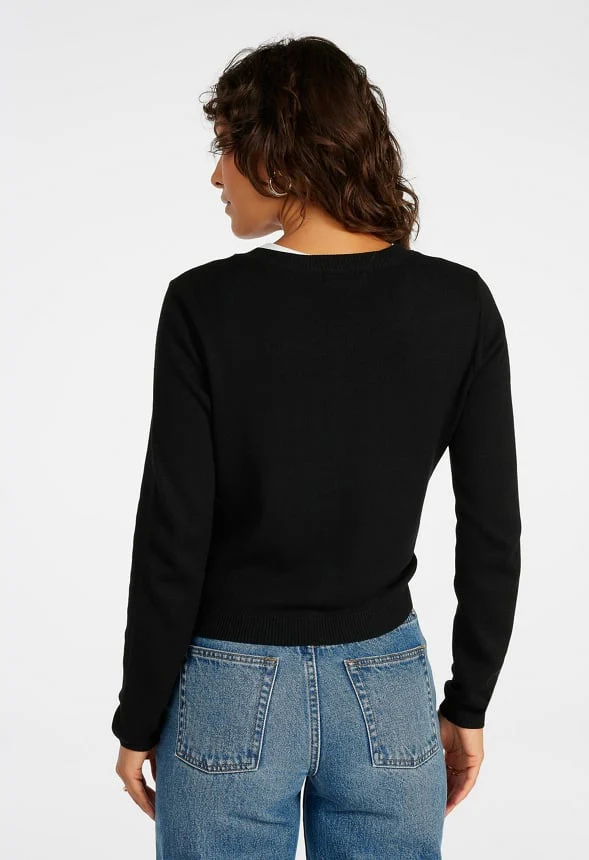 Cropped Fine Knit Cardigan - Image 2