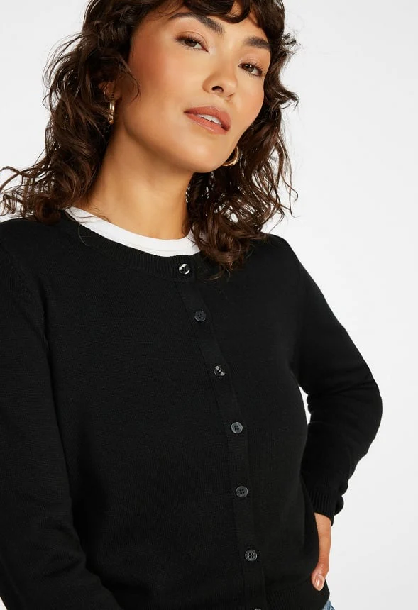 Cropped Fine Knit Cardigan - Image 3