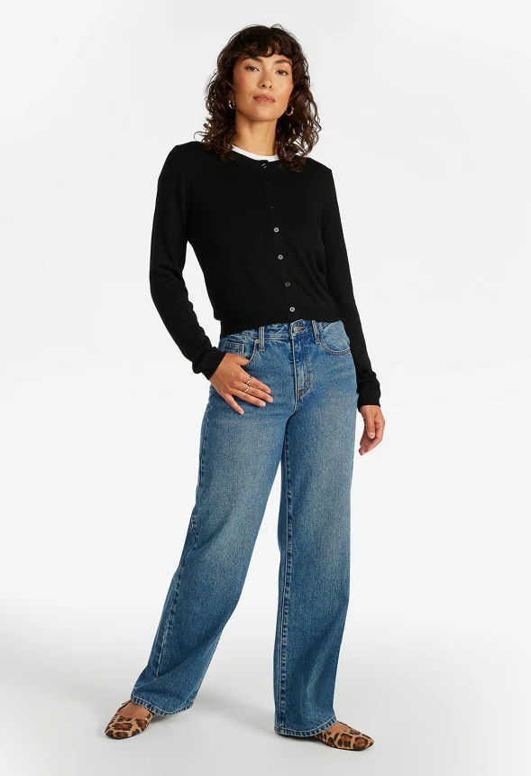 Cropped Fine Knit Cardigan - Image 5