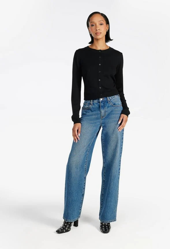 Cropped Fine Knit Cardigan - Image 6