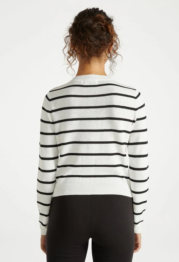 Cropped Fine Knit Cardigan - Image 3