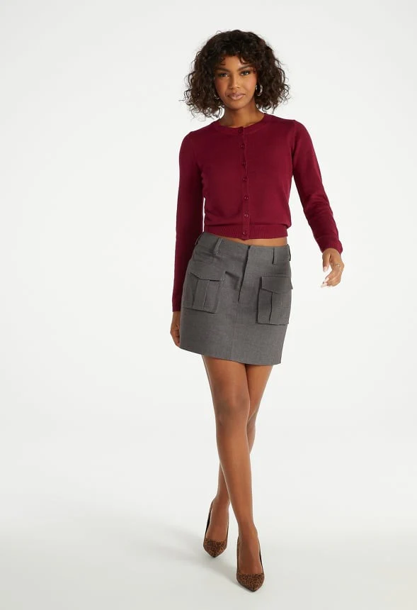 Cropped Fine Knit Cardigan - Image 6