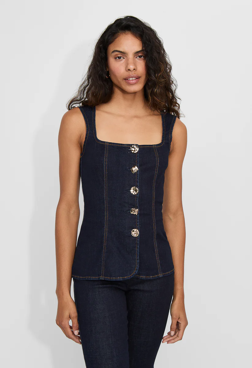 Fitted Denim Vest - Image 3