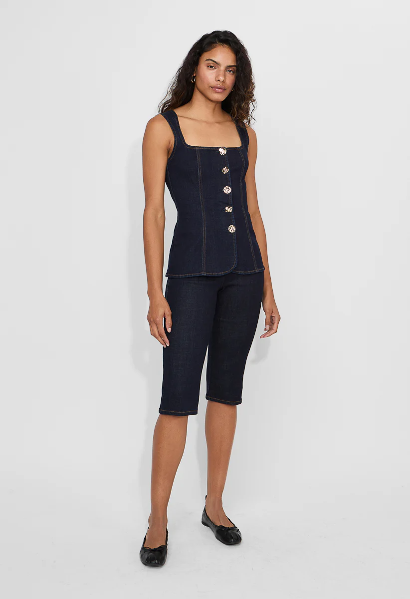 Fitted Denim Vest - Image 5