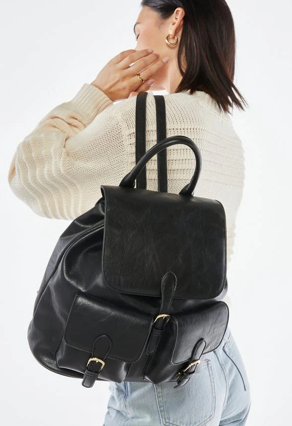 Flap Backpack With Buckles - Image 2
