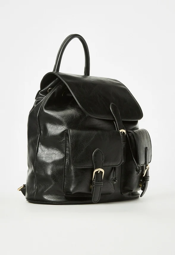 Flap Backpack With Buckles - Image 4