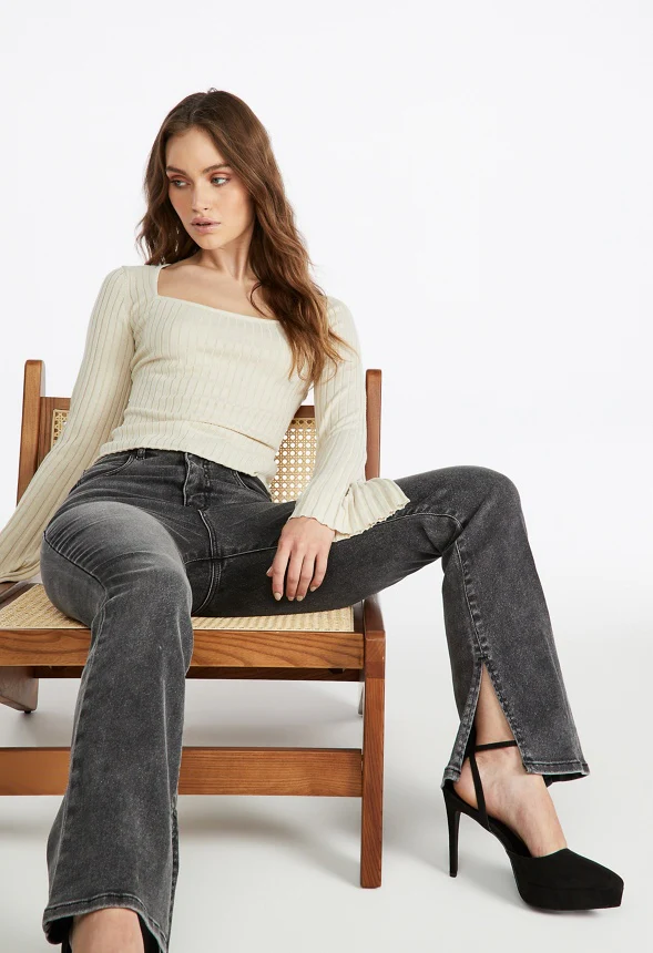 Flare Sleeve Square Neck Sweater - Image 4