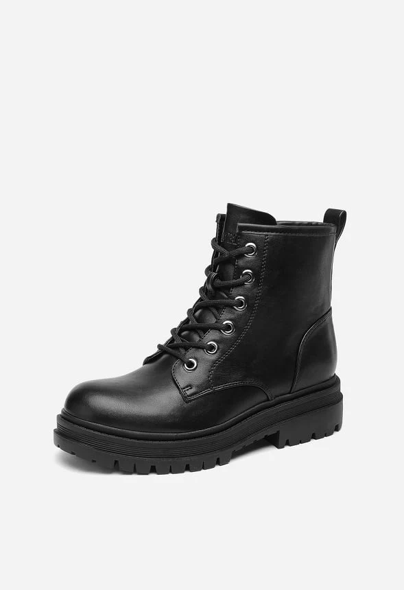Flat Lace Up Ankle Combat Boot - Image 2