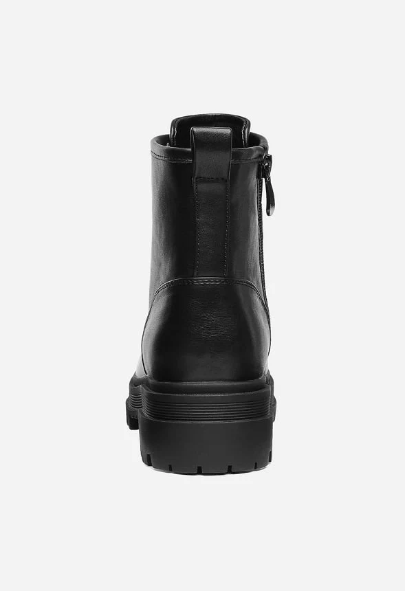 Flat Lace Up Ankle Combat Boot - Image 3