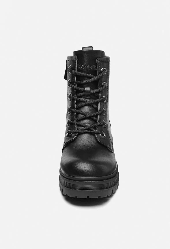 Flat Lace Up Ankle Combat Boot - Image 4