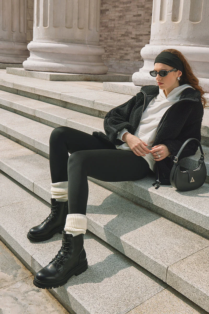Flat Lace Up Ankle Combat Boot - Image 5