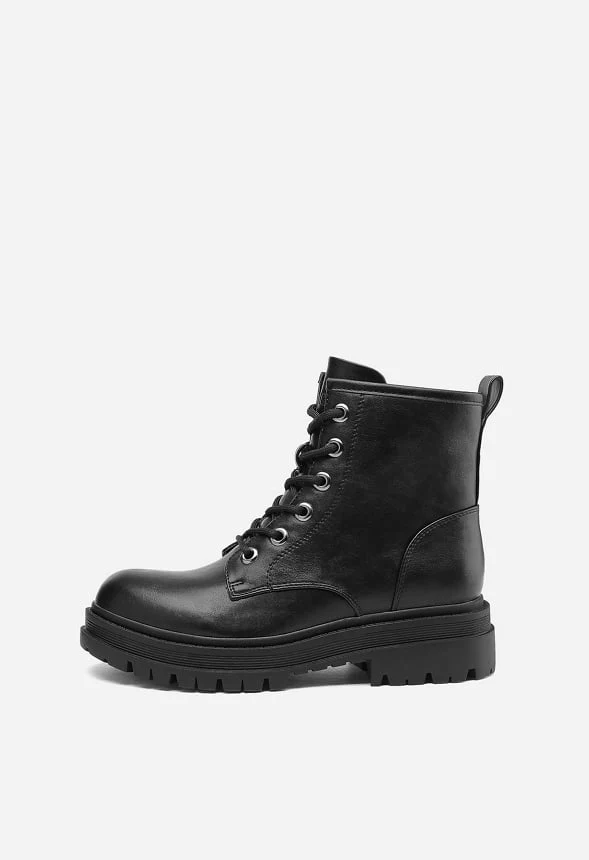 Flat Lace Up Ankle Combat Boot - Image 6