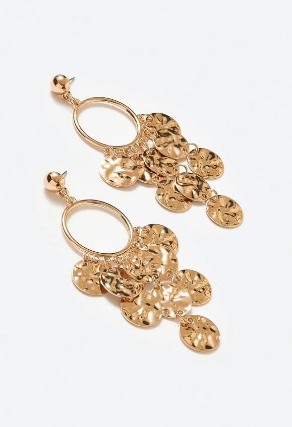 Flo Hammered Discs Chandelier Earrings - Image 3