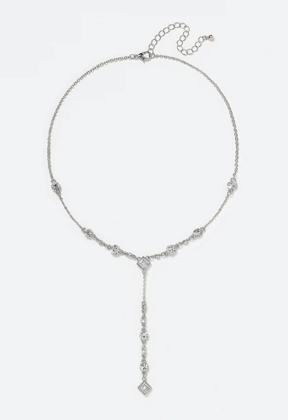 Flo Mixed Shapes Glass Stone Crystals Y-Necklace - Image 2