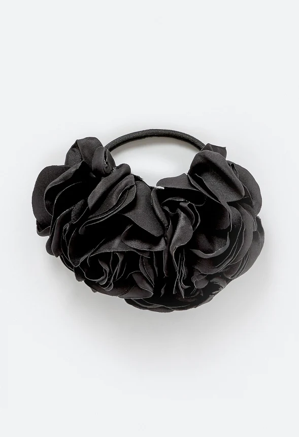 Flora Double Satin Flower Ponytail Holder - Image 2