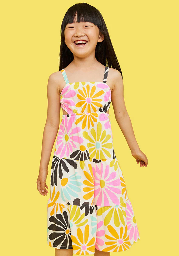 Floral Cut Out Midi Dress