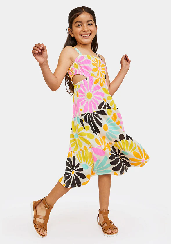 Floral Cut Out Midi Dress - Image 3