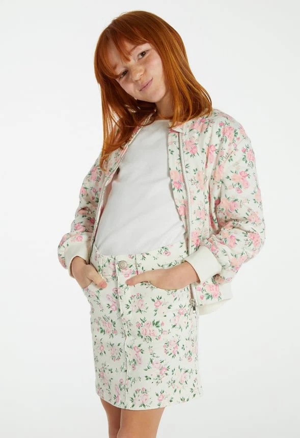 Floral Denim Mini Skirt - Image 4