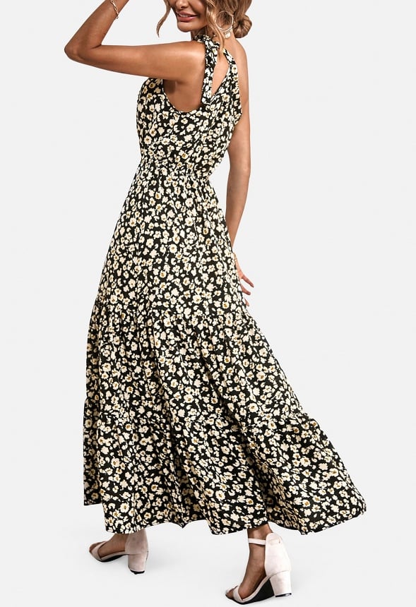 Floral One Shoulder Ruffle Maxi Dress - Image 2