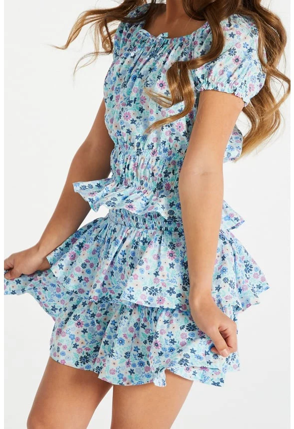 Floral Smocked Tiered Skirt - Image 3
