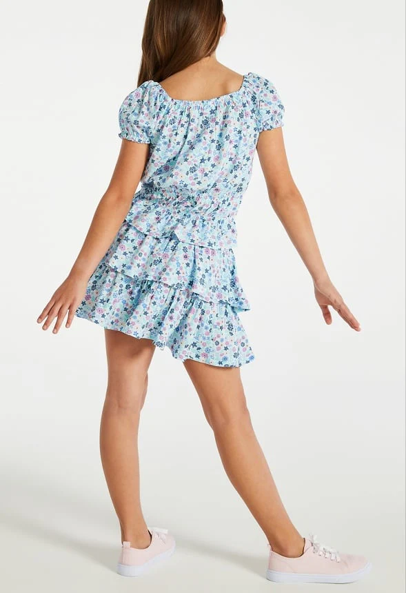 Floral Smocked Tiered Skirt - Image 4