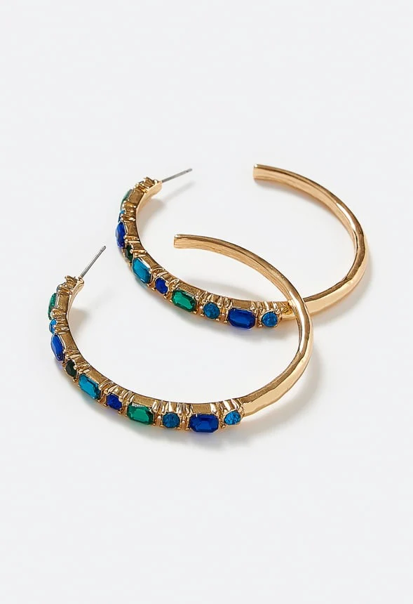 Fran Tonal Glass Stone Set Hoop Earrings - Image 3