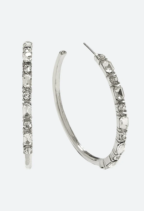 Fran Tonal Glass Stone Set Hoop Earrings - Image 2