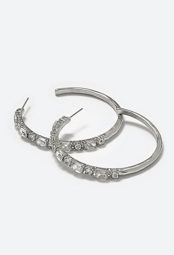 Fran Tonal Glass Stone Set Hoop Earrings - Image 3
