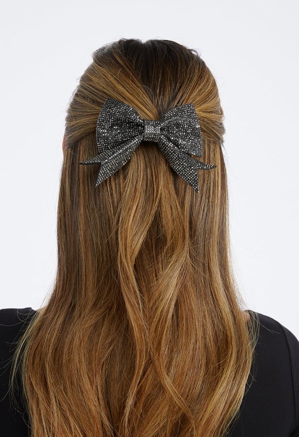 Freya Glass Rhinestone Embellished Bow Hair Clip - Image 2