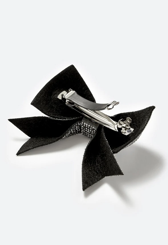 Freya Glass Rhinestone Embellished Bow Hair Clip - Image 3
