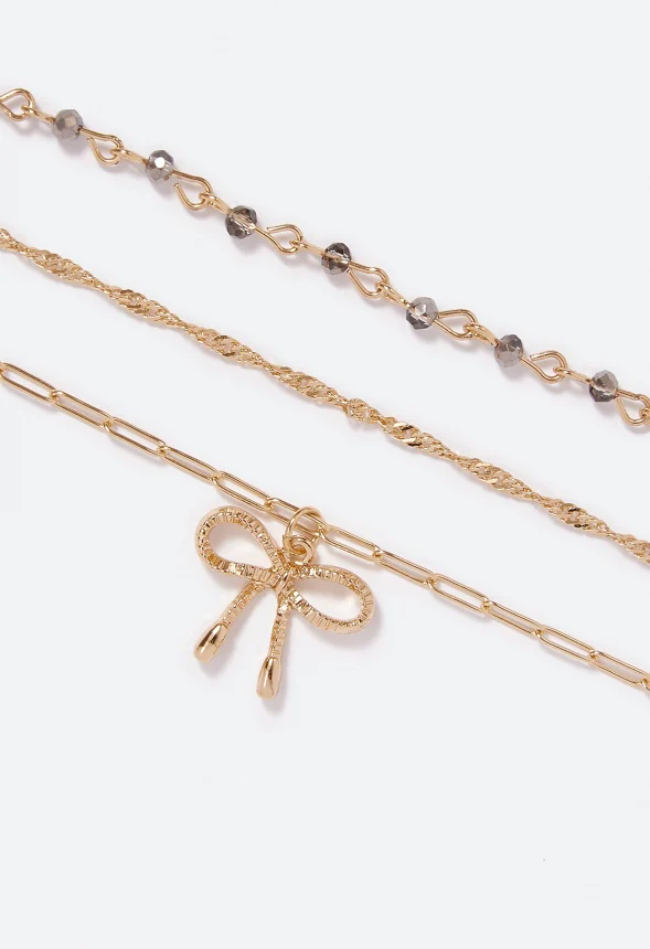 Frida Pave Bow Multirow Necklace - Image 3