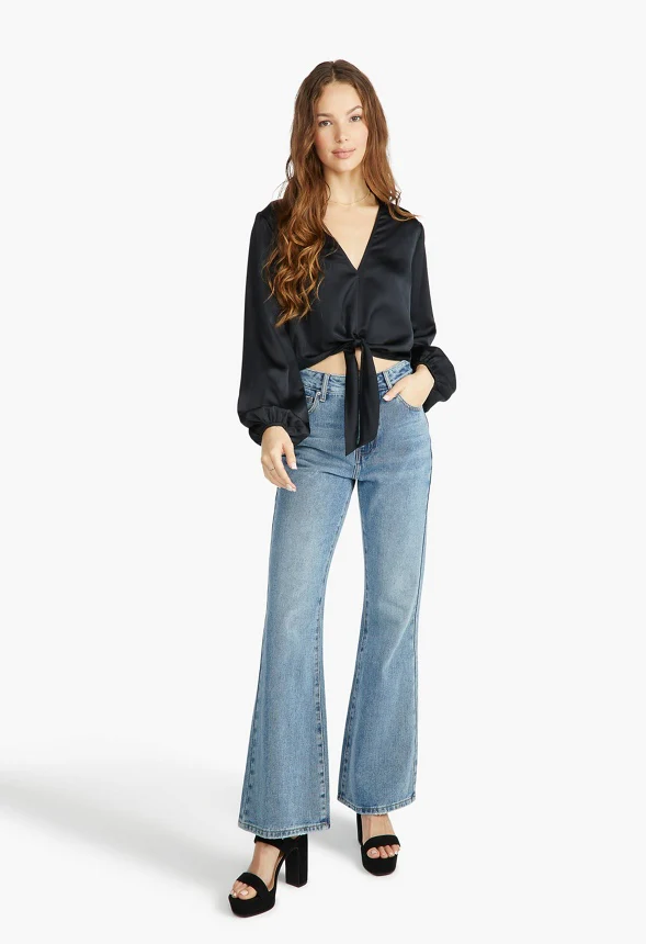 Front Tie Blouson Sleeve Blouse - Image 4
