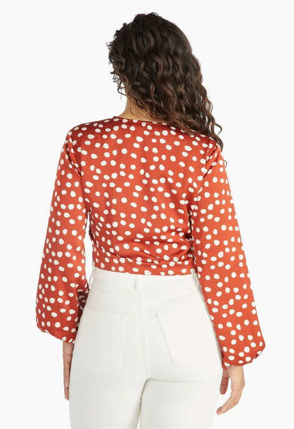 Front Tie Blouson Sleeve Blouse - Image 2
