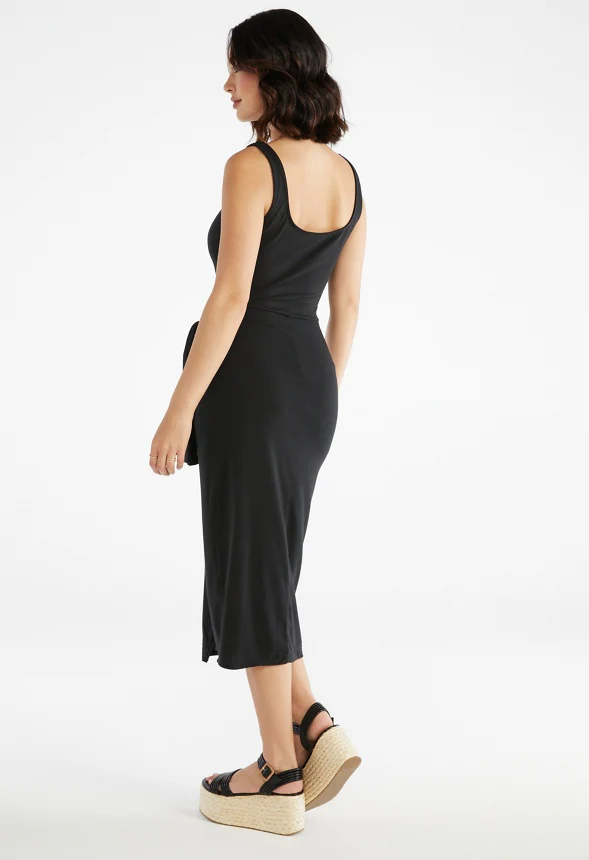 Front Tie Casual Knit Dress - Image 2