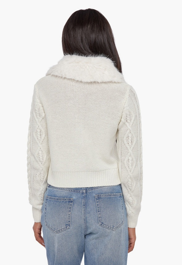 Detachable Fur Collar Cardigan - Image 4