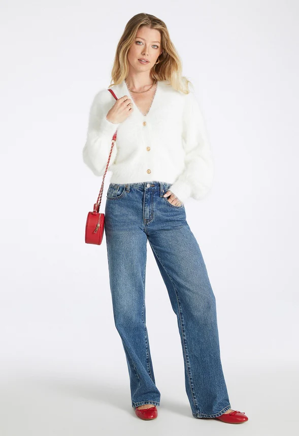 Fuzzy Blouson Long Sleeve Cardigan - Image 4