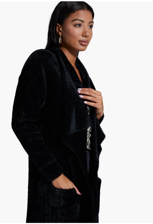 Fuzzy Cocoon Sweater Coat - Image 3