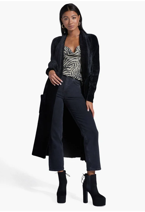 Fuzzy Cocoon Sweater Coat - Image 4