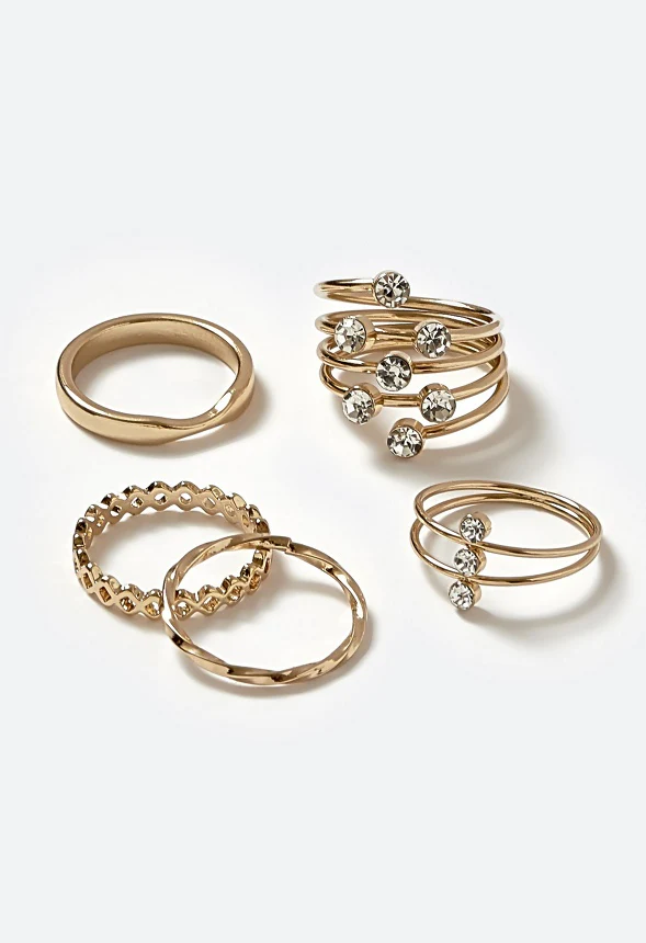 Gaia Delicate Glass Stones Wraparound Mixed Rings - Image 3