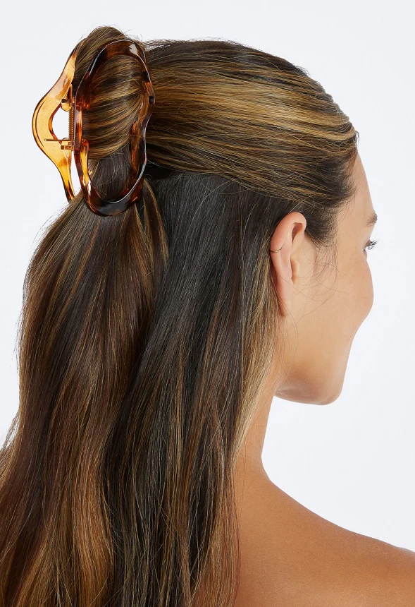 Gala 2 Pack Of Organic Shape Hair Claws In Tortoise Shell Effect & Clear Finish - Image 2