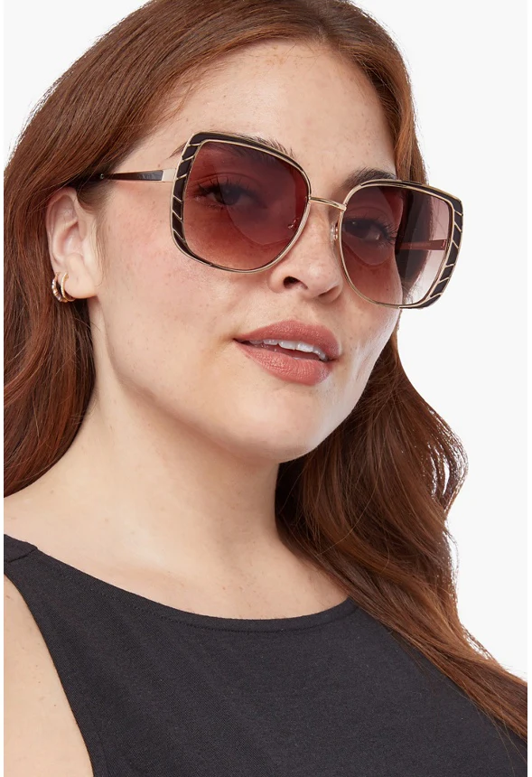 Geometric Frame Oversized Sunglasses - Image 2