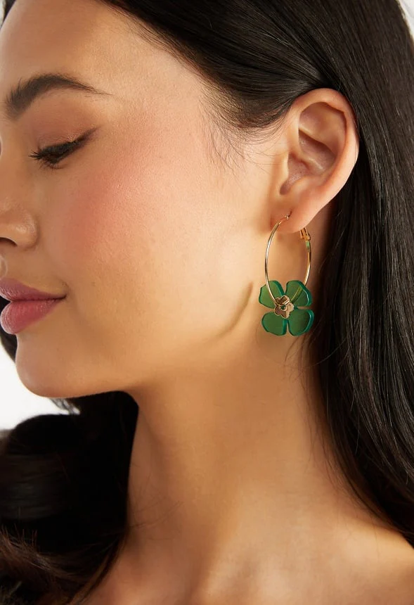 Giana Saint Patricks Green Charm Hoop Earrings - Image 2