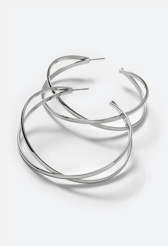 Gigi Criss Cross Metal Hoop Earrings - Image 3