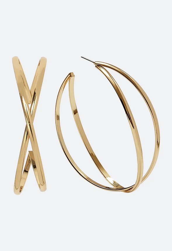 Gigi Criss Cross Metal Hoop Earrings - Image 2