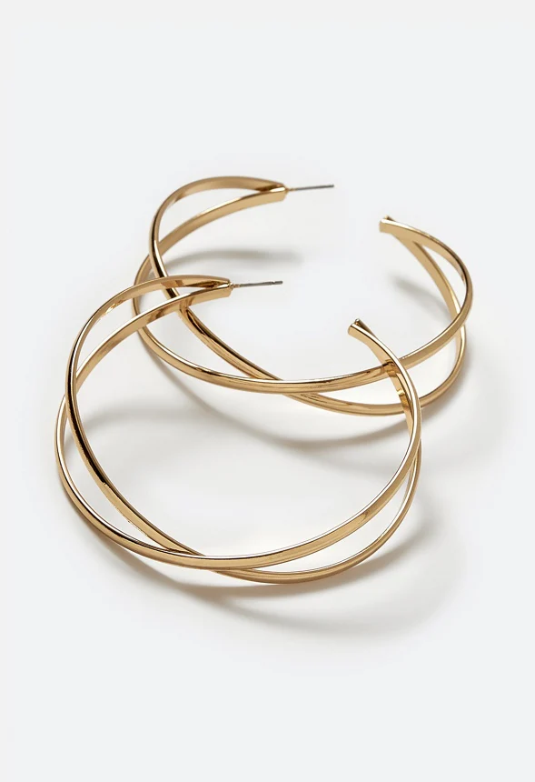 Gigi Criss Cross Metal Hoop Earrings - Image 3
