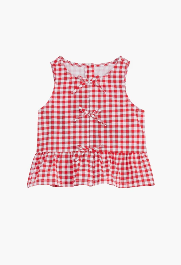 Gingham Bow Tied Tank - Image 4